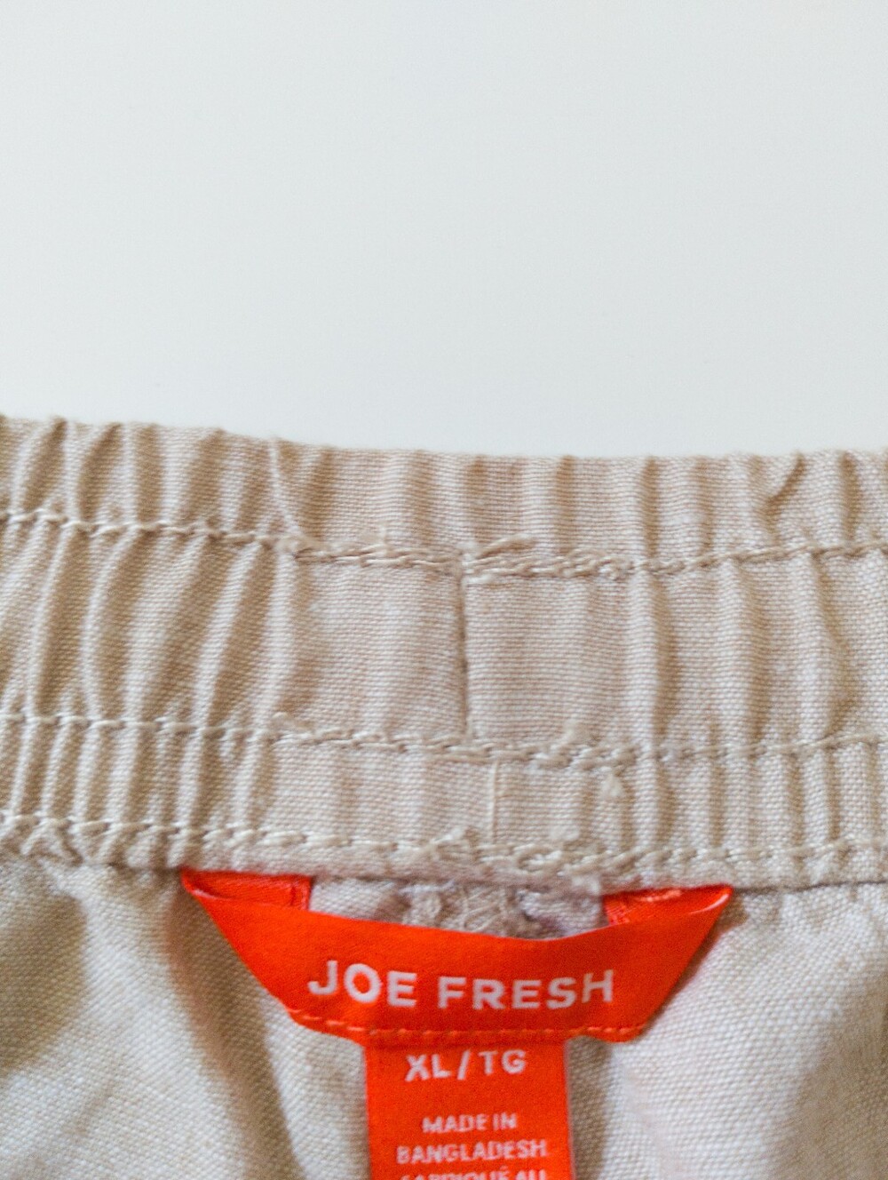 Joe Fresh Linen Cotton Roll Cuff Pant Beige Neutral Drawstring Casual Pants XL - Picture 2 of 7